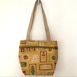 Tan Green and Red y2k Print Shoulder Bag Purse